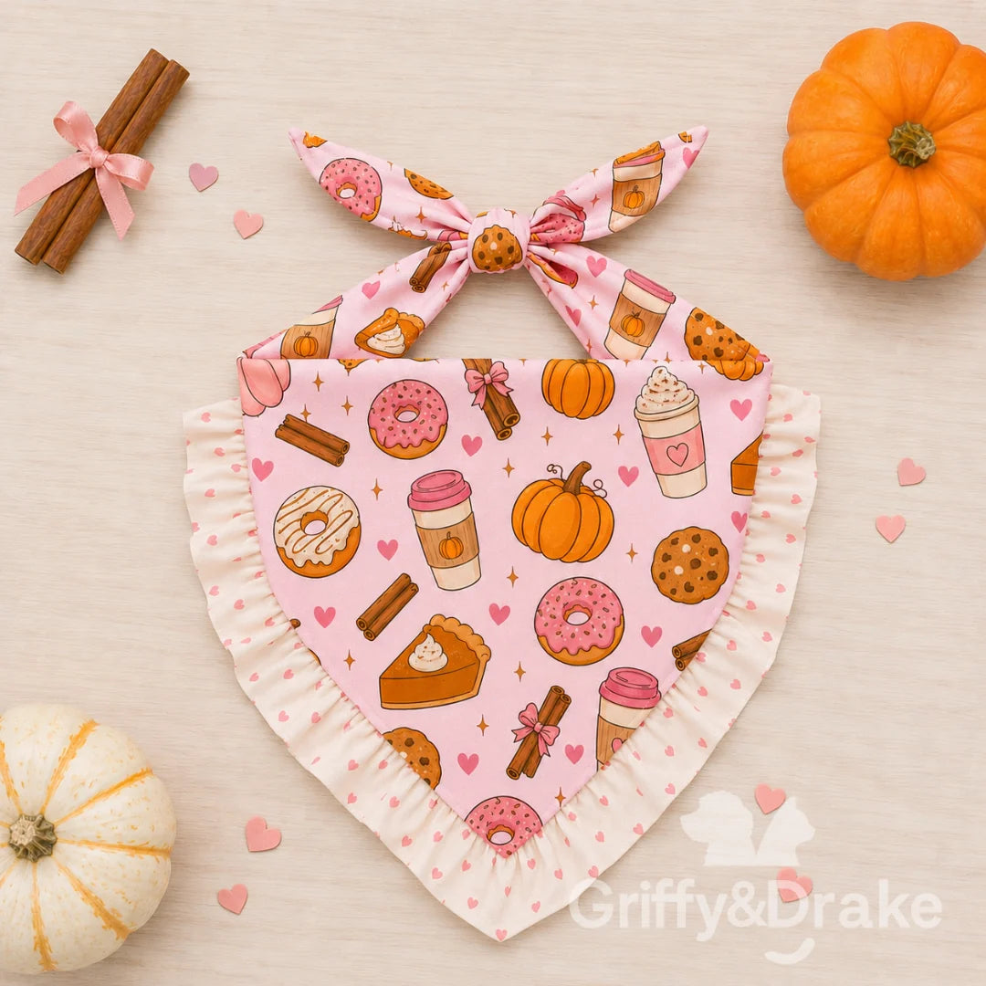 Pumpkin Spice & Everything Nice Ruffle Bandana-PINK